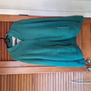 Duluth Trading men's size 3XL thick chunky shaker knit green sweater jacket